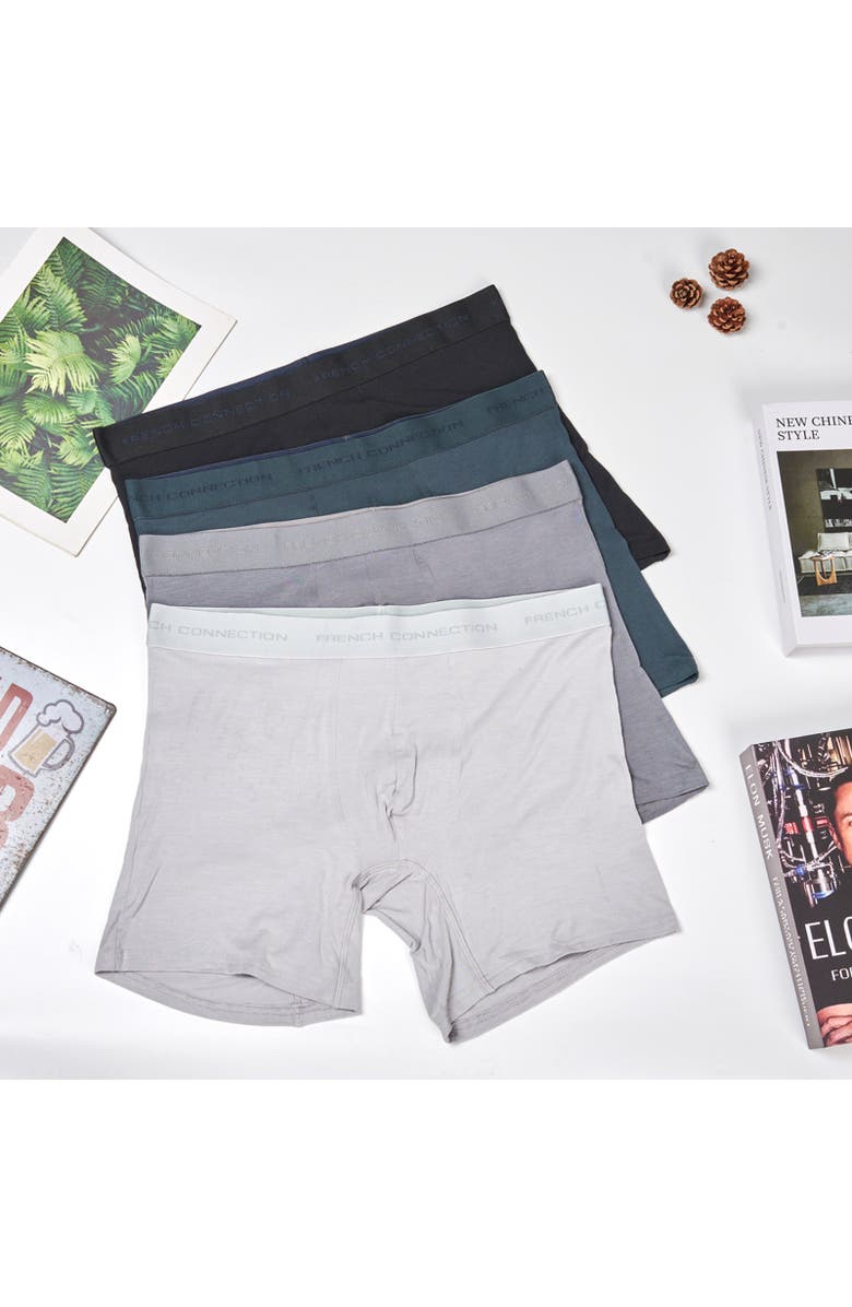 French Connection 4-Pack Modal Boxer Brief, Main, color, Black Gray