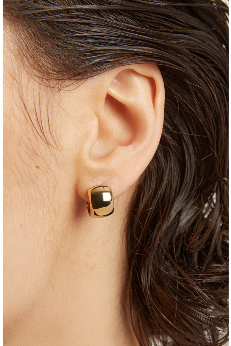 Chunky Huggie Earrings, Alternate, color, Yellow Gold Vermeil