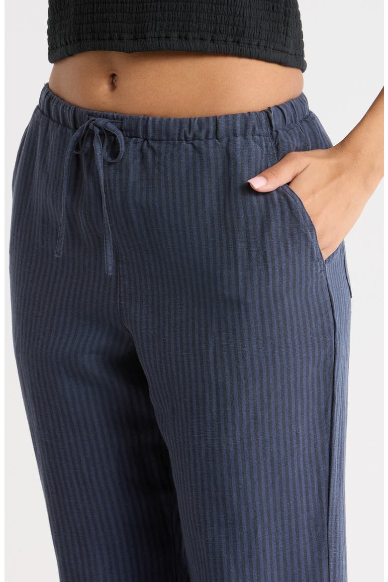 Perfect Linen Blend Drawstring Pants, Alternate, color, BLUE/ BLUE STRIPE