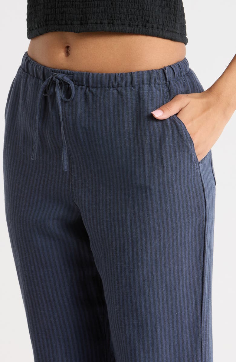 Marine Layer Perfect Linen Blend Drawstring Pants, Alternate, color, Blue/ Blue Stripe