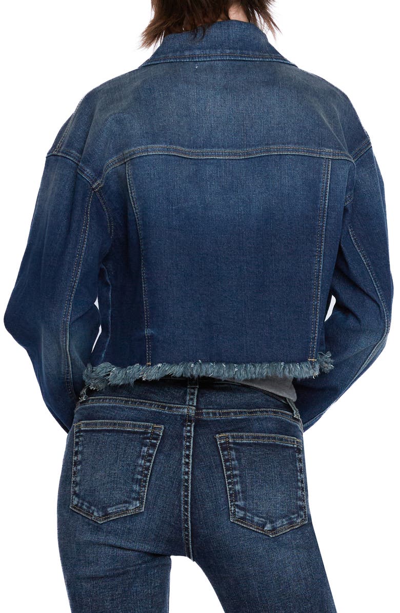HINT OF BLU Frayed Crop Denim Jacket, Alternate, color, Porto Blue
