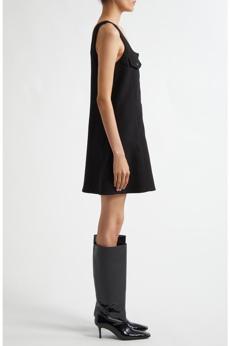 Snap Front Bonded Crepe Minidress, Alternate, color, BLACK