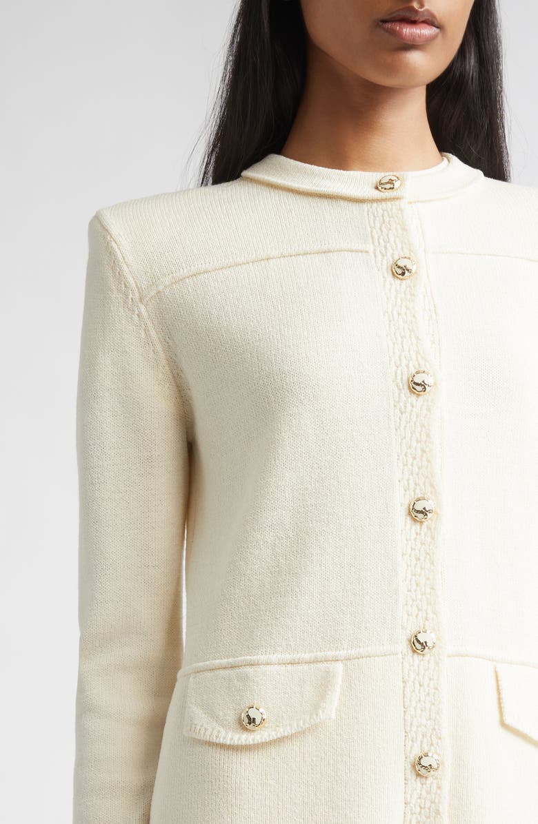 ST. JOHN Courtney Legacy Crepe Knit Jacket, Alternate, color, Ecru