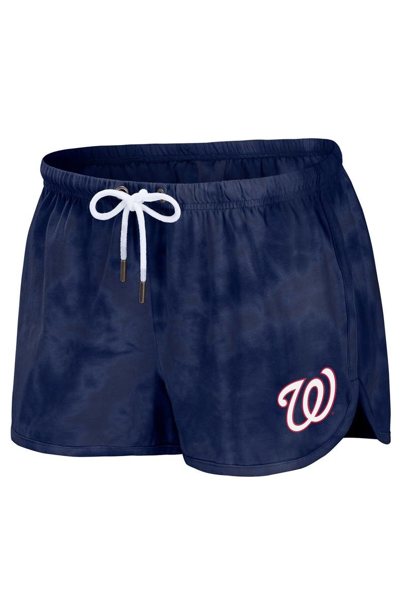 WEAR by Erin Andrews Women's WEAR by Erin Andrews Navy Washington Nationals Tie-Dye Cropped Pullover Sweatshirt & Shorts Lounge Set, Alternate, color, Navy