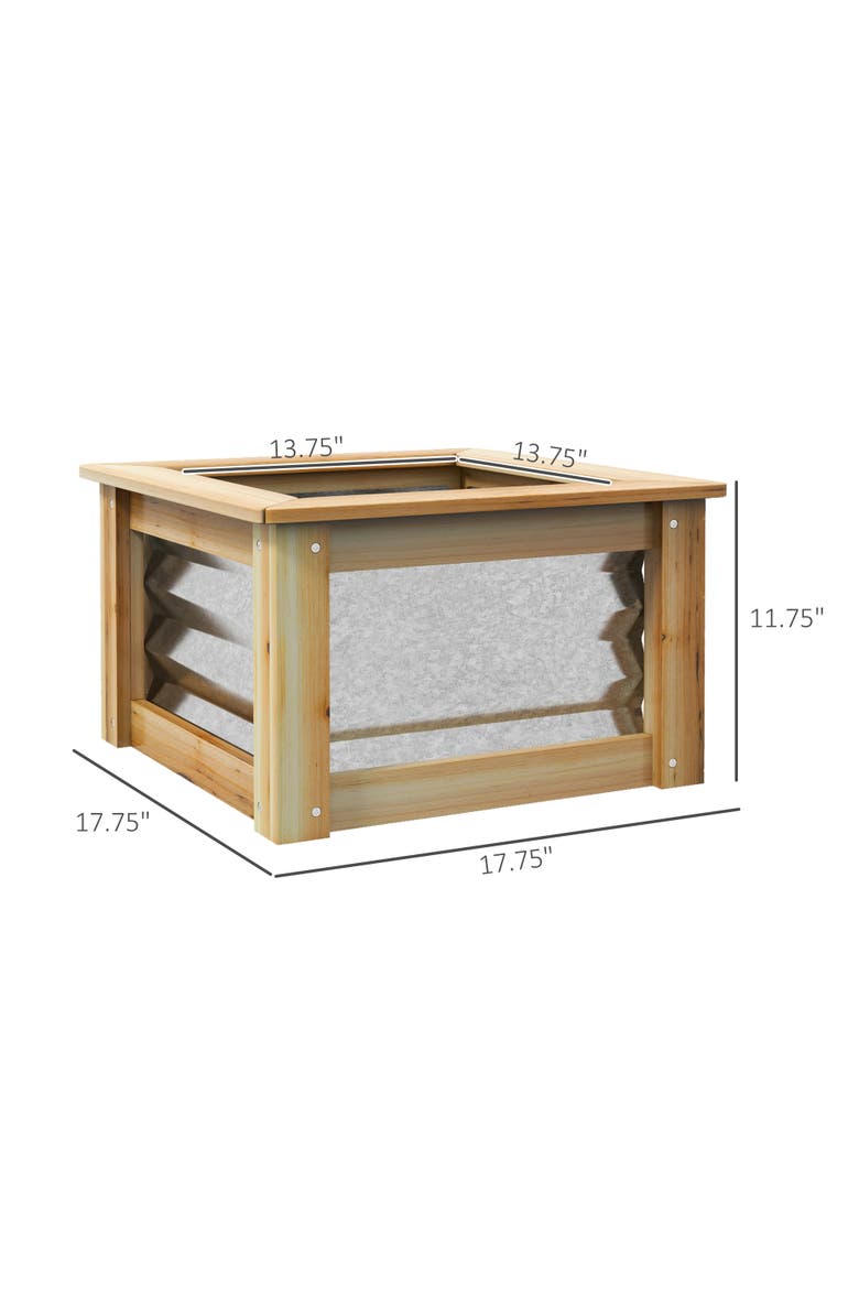 Raised Set of, Stock Tanks for Growing Flowers, Metal Reinforced with Wood, Planters for Plants, Alternate, color, Natural and Silver