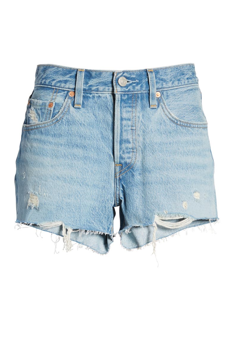Levi's® 501® High Waist Cutoff Denim Shorts, Alternate, color, LUXOR LIGHT DESTRUCTED SHORT