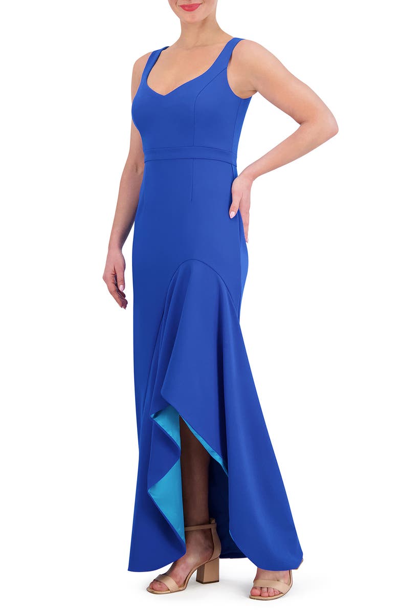 Vince Camuto Ruffle Slit Scuba Crepe Dress, Alternate, color,