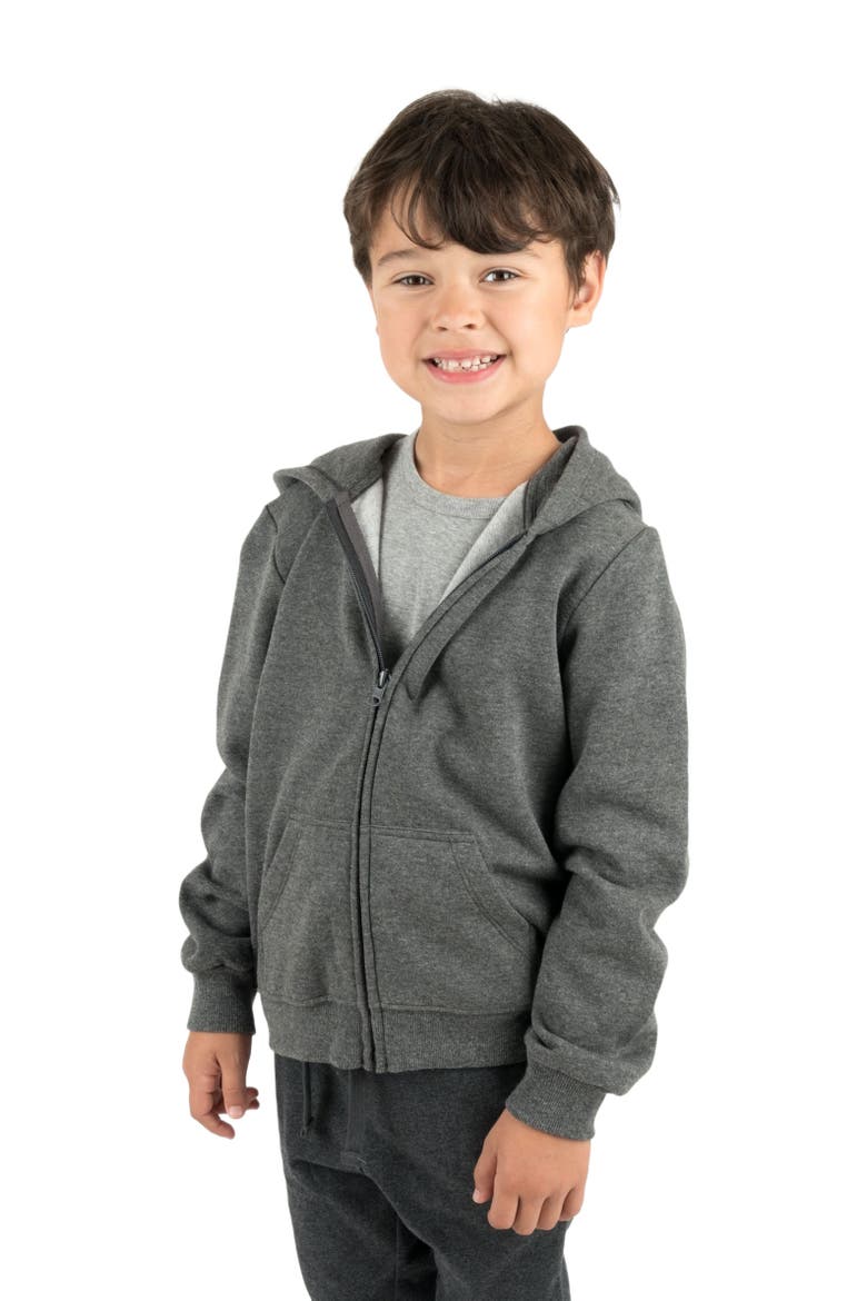 Kids Zip-Up Sweatshirt Hoodie, Cotton Blend, Solid Colors, Main, color, DARK GREY