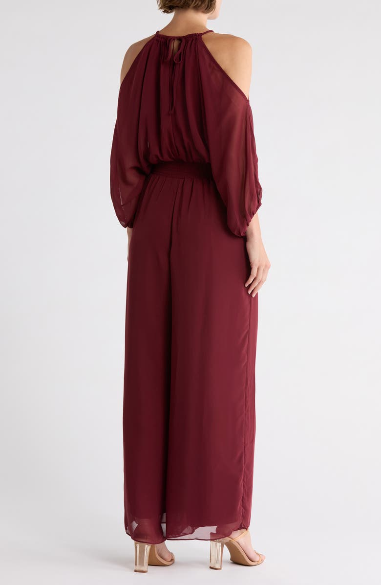 Halogen<sup>®</sup> Chiffon Halter Jumpsuit, Alternate, color, Zinfandel