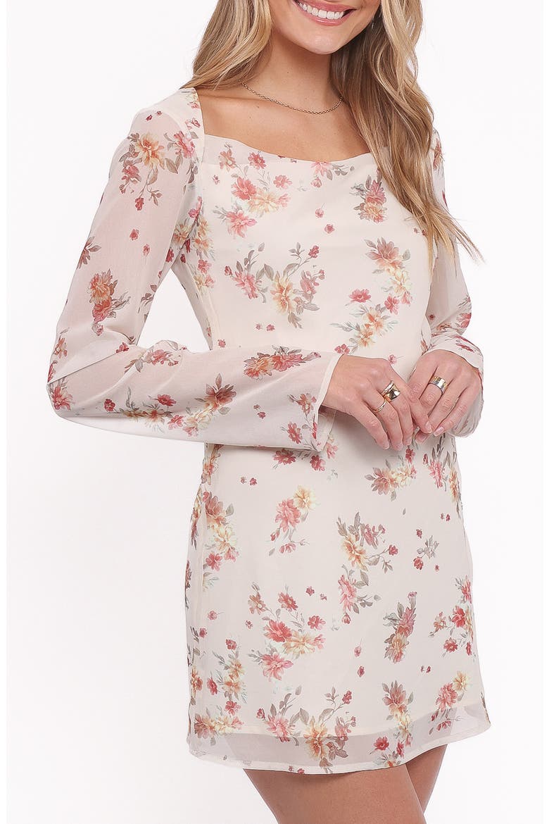 Everlyn Long Sleeve Minidress, Alternate, color, CREAM FLORAL