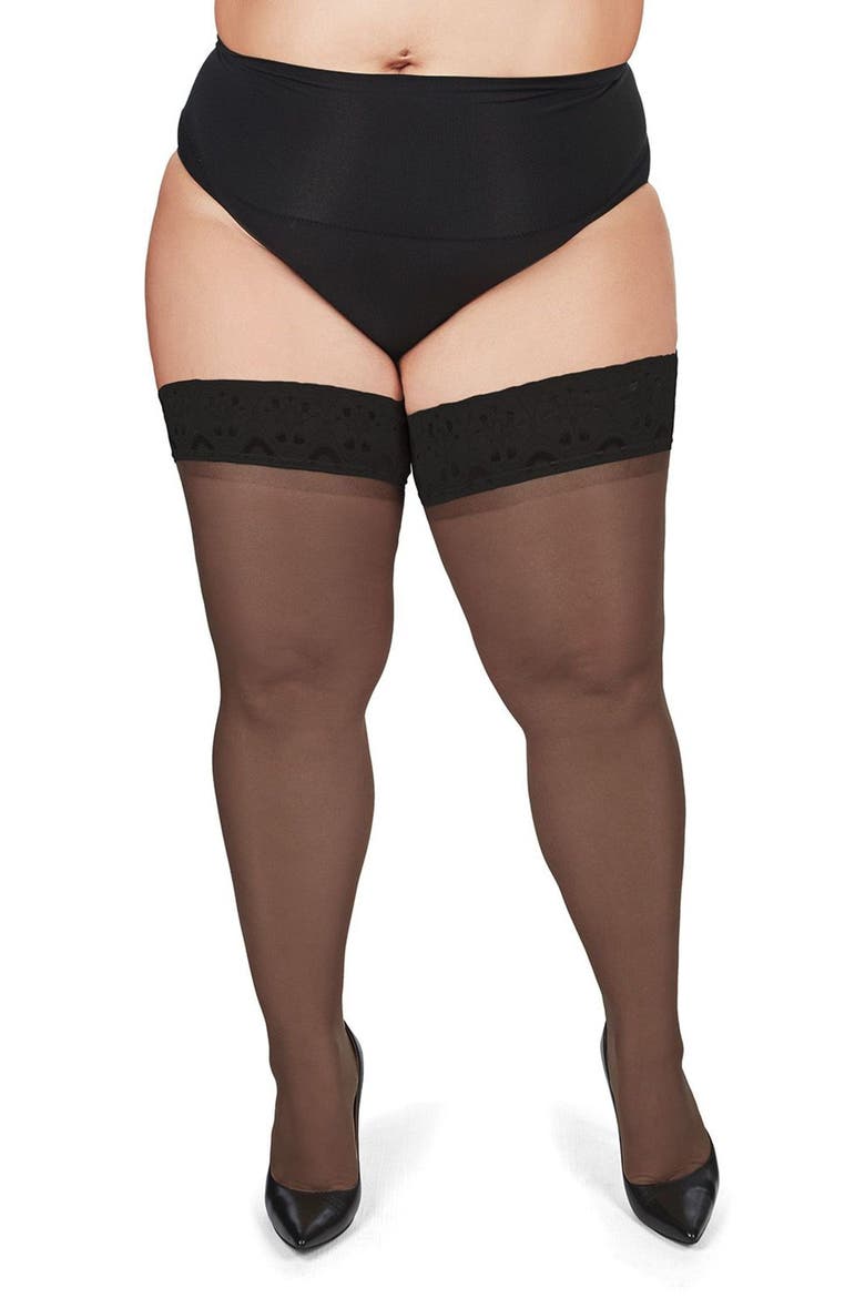Sheer Thigh High Stockings, Alternate, color, BLACK