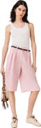 maje Pleated linen blend Bermuda shorts
