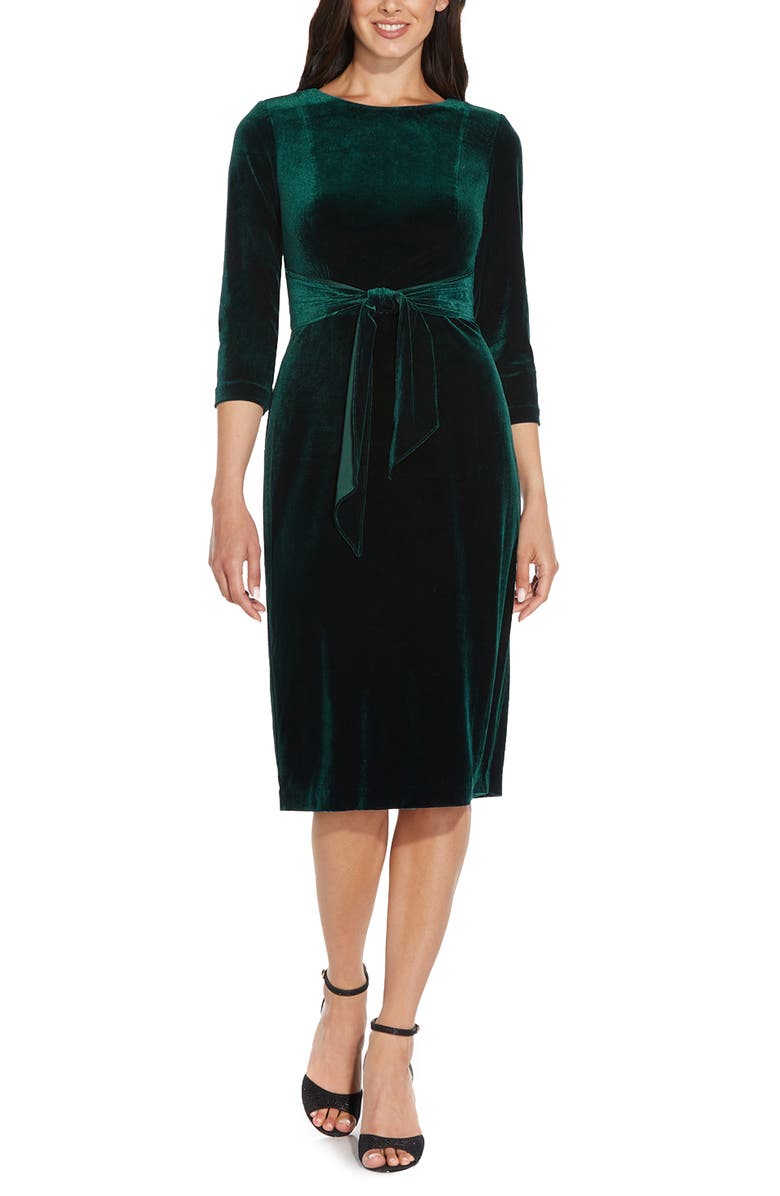 Adrianna Papell Stretch Velvet Body-Con Dress, Main, color, 