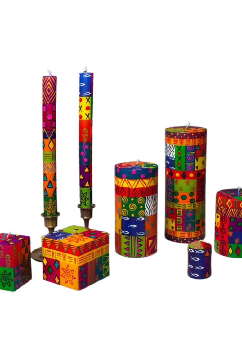 Multi Color Painted Pillar Candle, Alternate, color, Multi Color - 3x4"