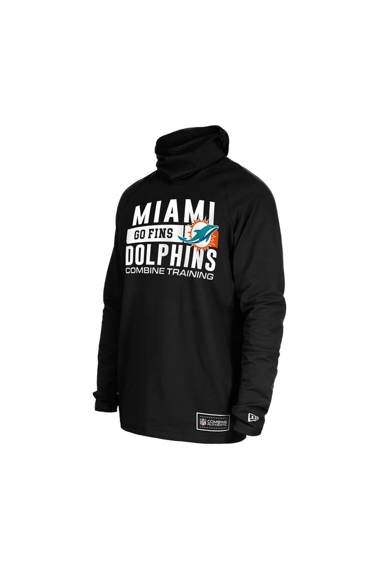 Men's New Era Black Miami Dolphins Functional Fandom Balaclava Helmet Stripe Tri-Blend Hoodie, Alternate, color, Black