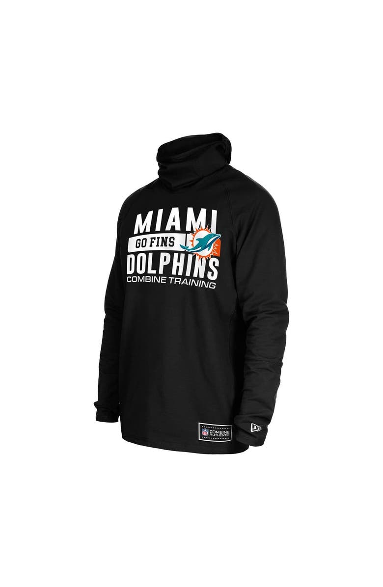 New Era Men's New Era Black Miami Dolphins Functional Fandom Balaclava Helmet Stripe Tri-Blend Hoodie, Alternate, color, Black