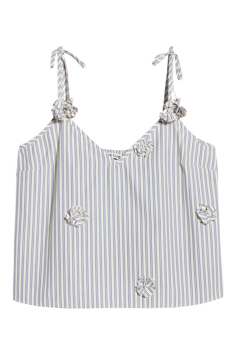 Paige Rosette Detail Stripe Cotton Blend Take, Alternate, color, SAND NAVY STRIPE