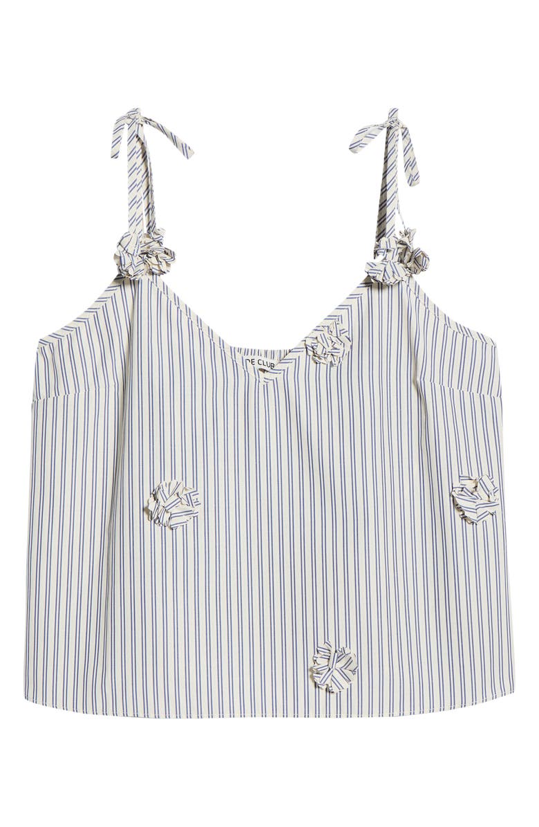 MAUDE CLUB Paige Rosette Detail Stripe Cotton Blend Take, Alternate, color, Sand Navy Stripe