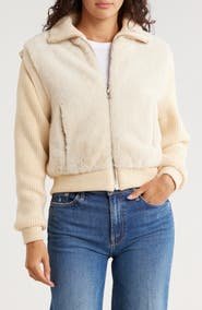 BLANKNYC Mixed Media Faux Fur Bomber Jacket