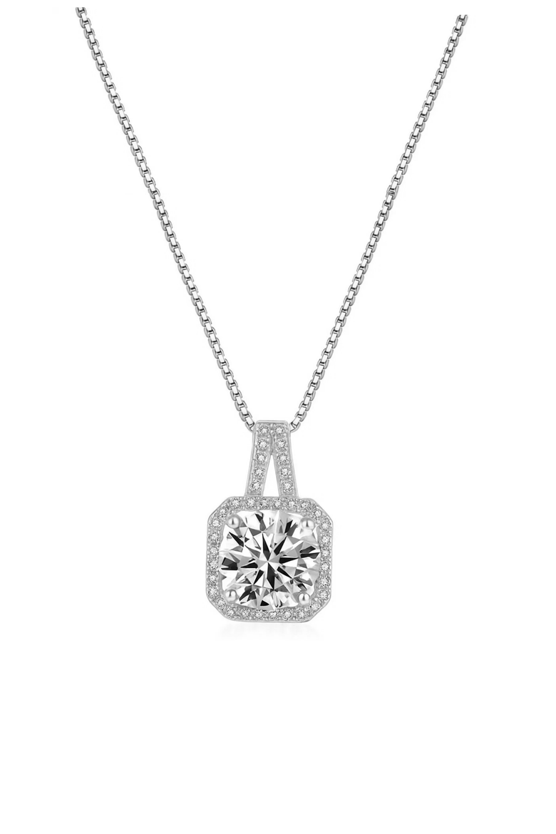 Elena Halo Pendant Necklace, Main, color, Silver