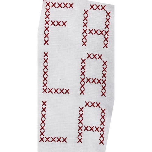 Tag "ho Ho Ho" & "fa La La" White Red Embroidered Cross Stitch Design Set Of 2 Cotton Guest Towels   In Multi