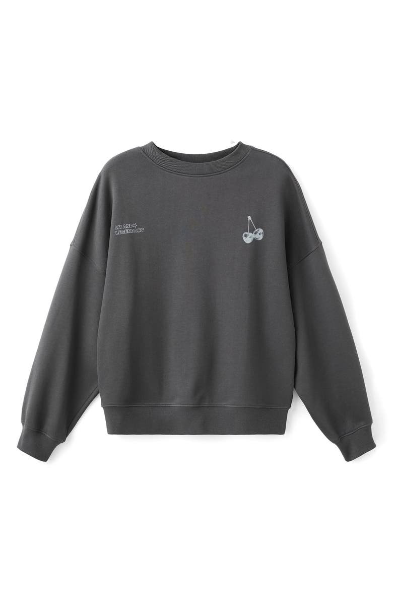 MANGO TEEN Glow Up Mode Graphic Sweatshirt, Alternate, color, Charcoal