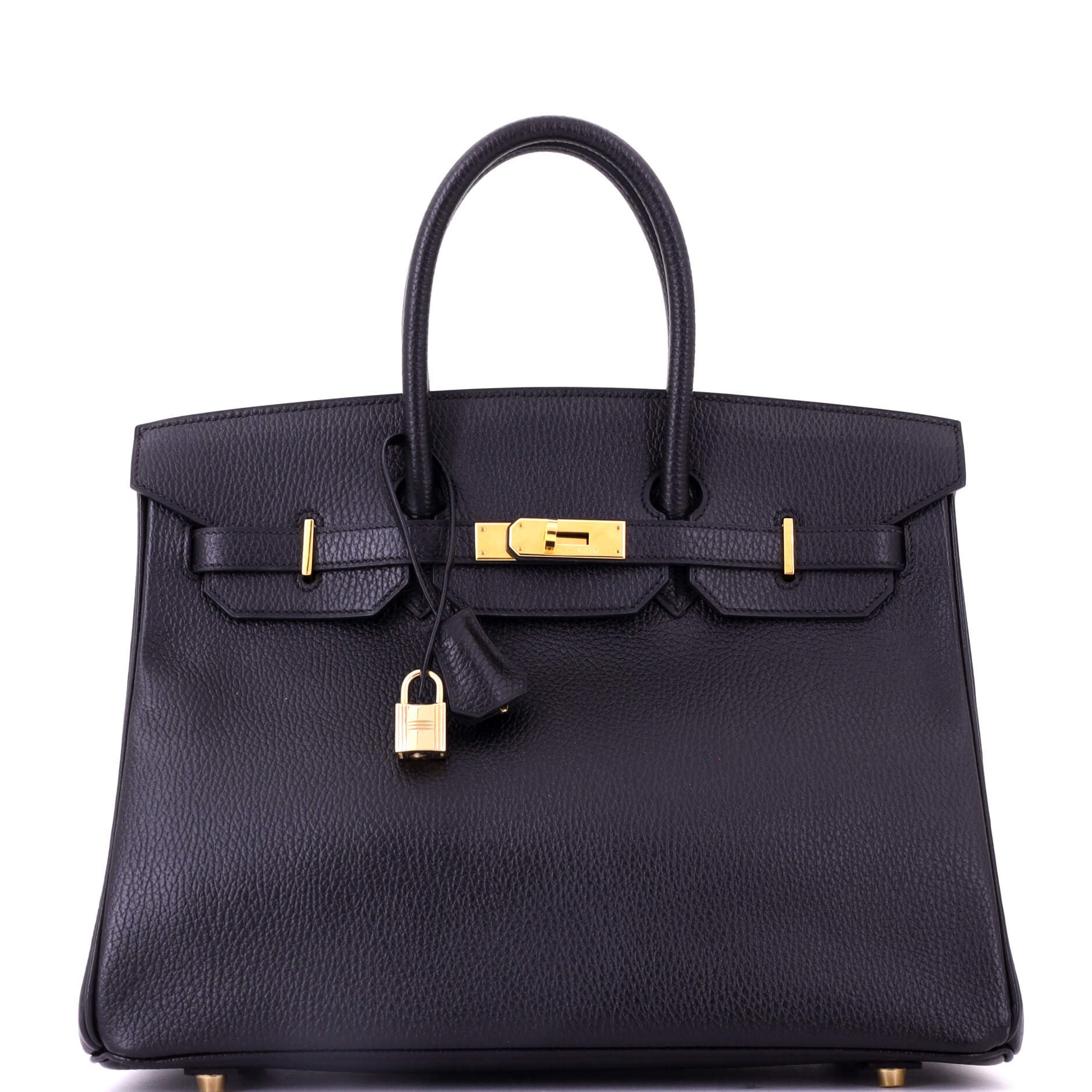 Pre-Owned Hermes Birkin Handbag Black Ardennes with Gold Hardware 35, Main, color, Noir