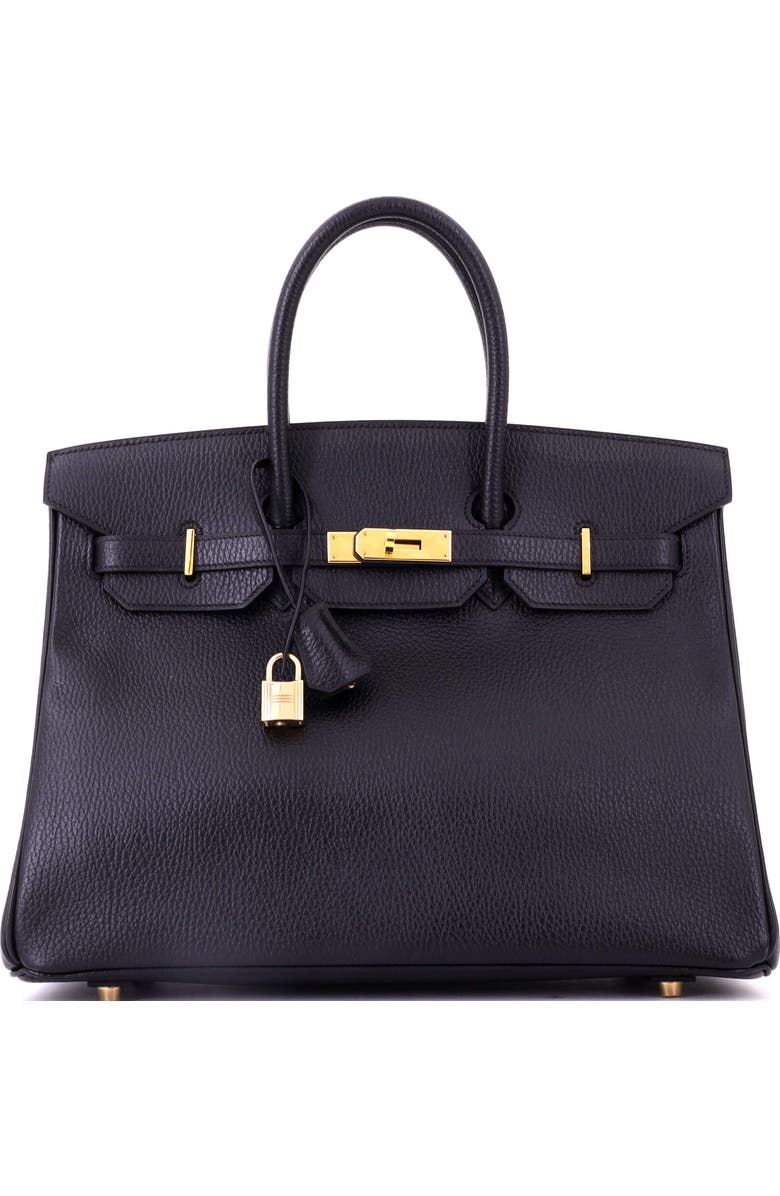 Pre-Owned Hermes Birkin Handbag Black Ardennes with Gold Hardware 35, Main, color, Noir