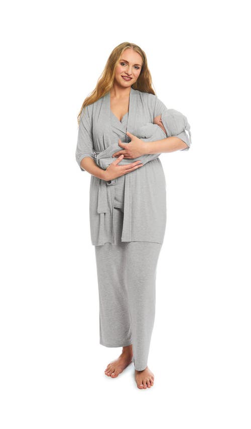 Everly Grey Analise During & After 5-piece Maternity/nursing Sleep Set For Mom & Baby In Gray