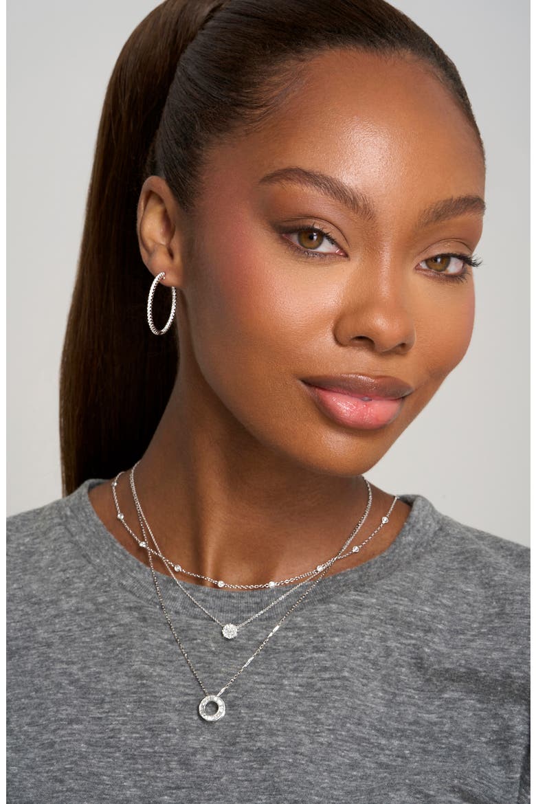 Maya Circle Pie-Cut Pendant Necklace, Alternate, color, 18K WHITE GOLD
