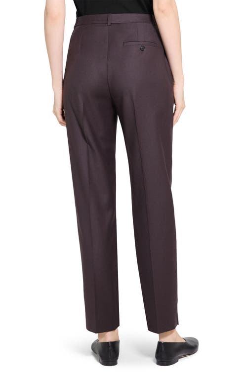 Theory High Waist Taper Leg Virgin Wool Pants In Brown