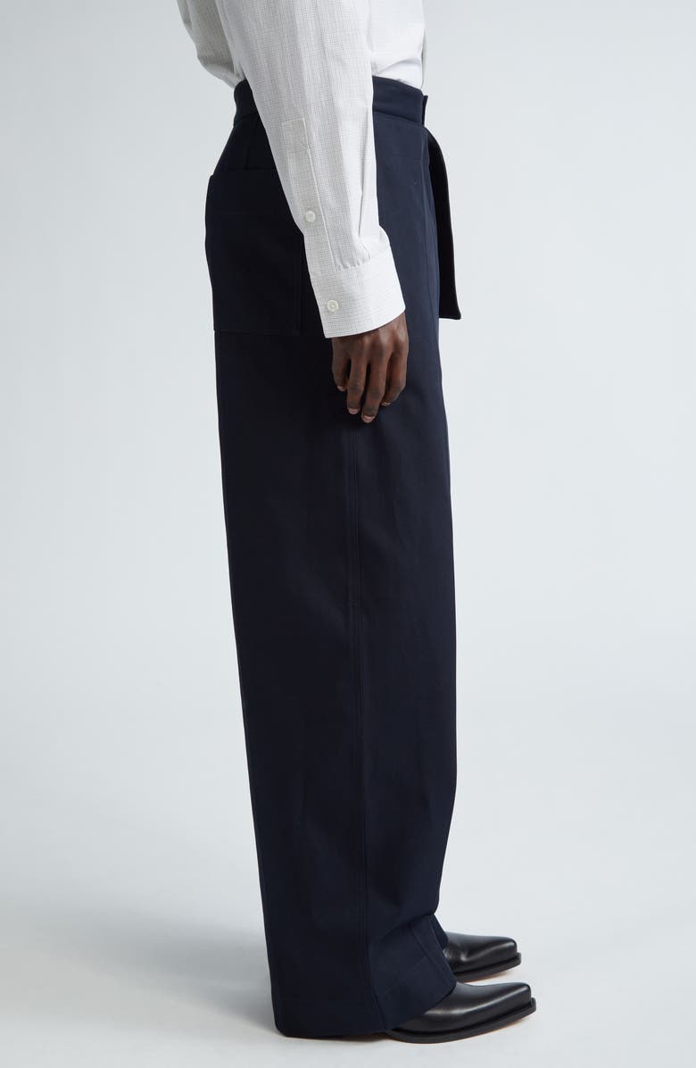 Bottega Veneta Folded Front Detail Cotton Twill Trousers, Alternate, color, 