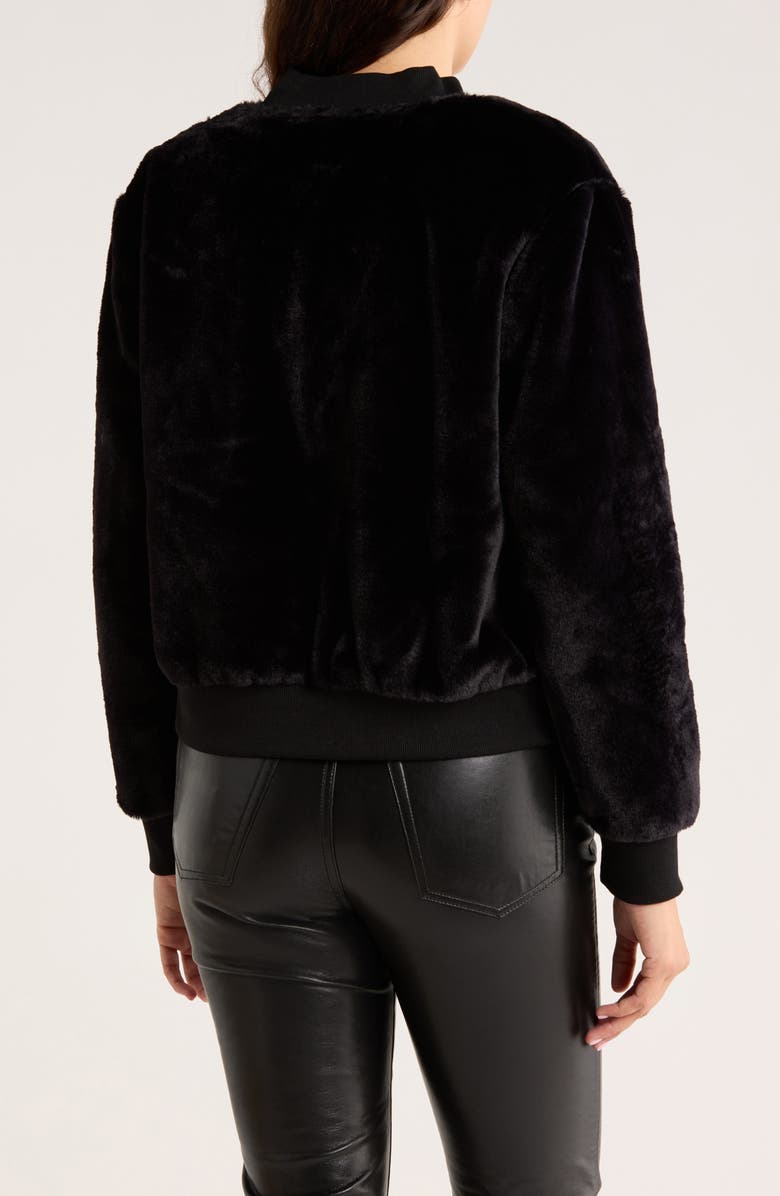 Sanctuary Luxe Faux Fur Zip Bomber Jacket, Alternate, color, Black