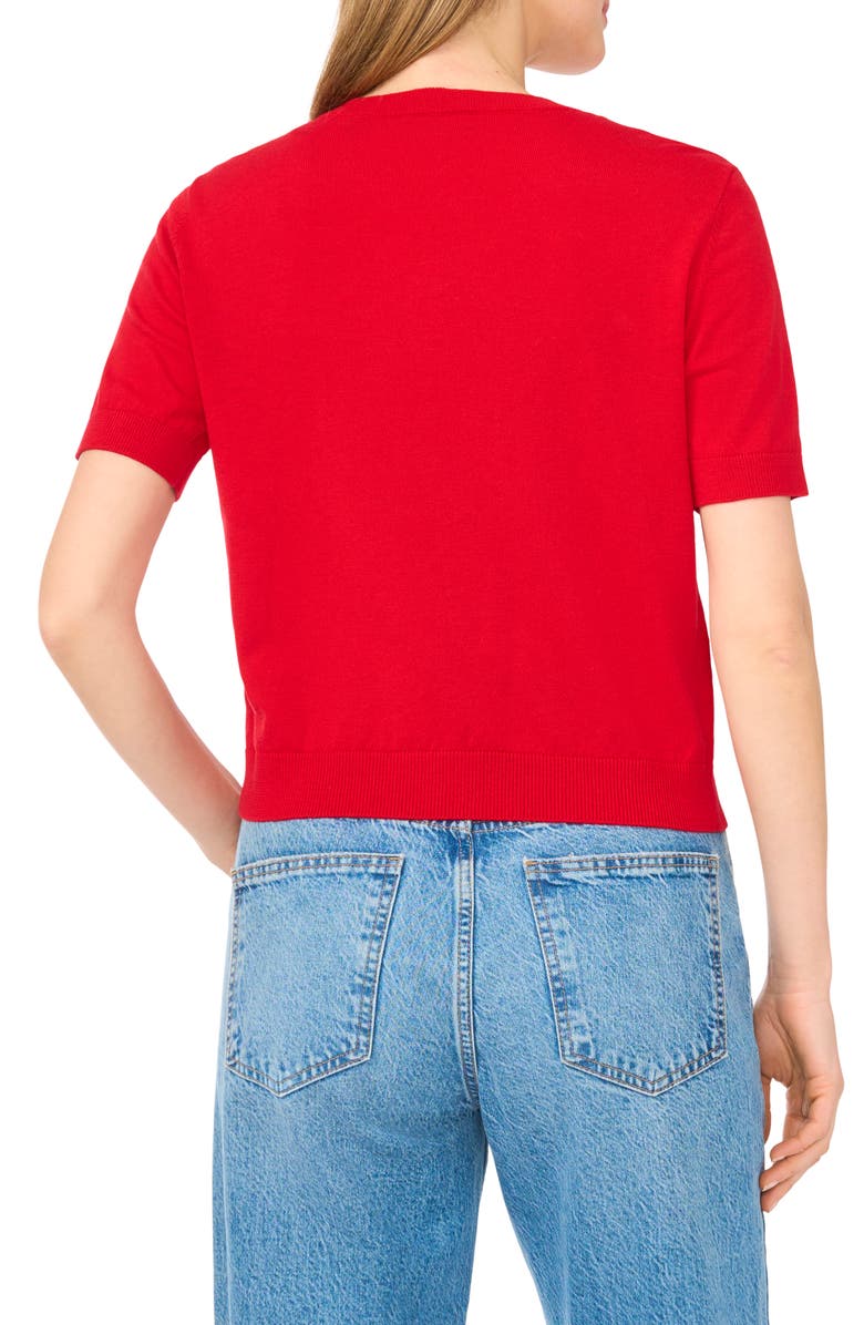 Ted Baker V-Neck Short Sleeve Sweater, Alternate, color, Hot Red