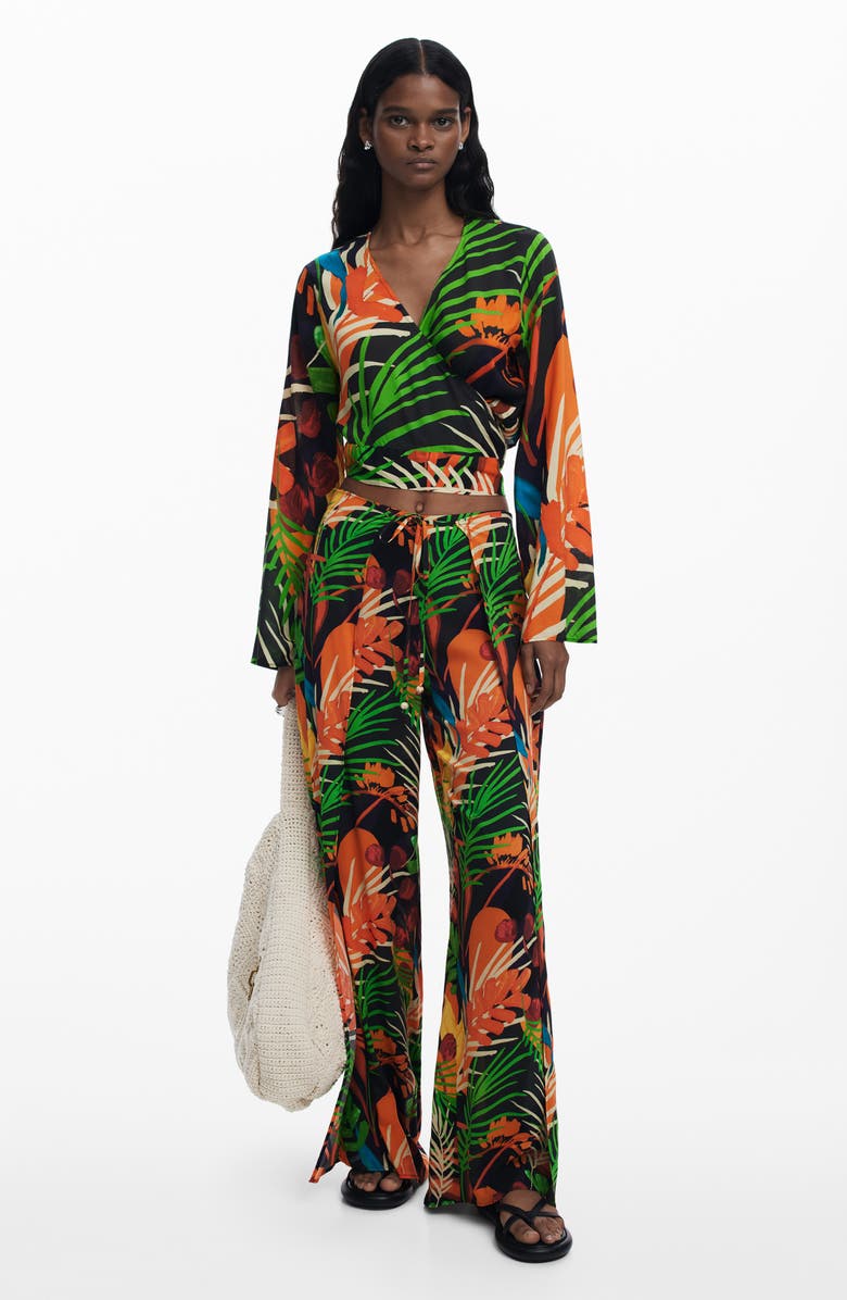 Desigual Wide Leg Cover-Up Pants, Alternate, color,