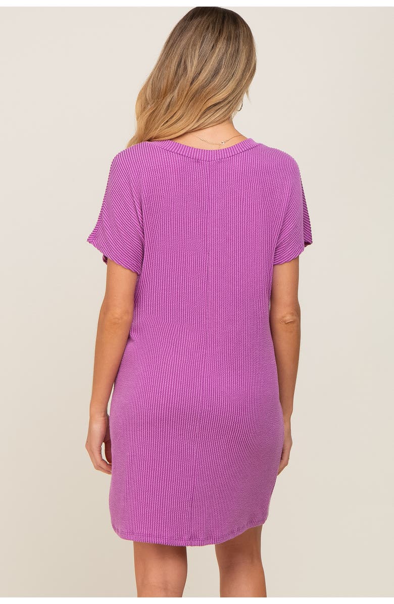 PinkBlush Ribbed Front Pocket Dolman Short Sleeve Dress, Alternate, color, Violet