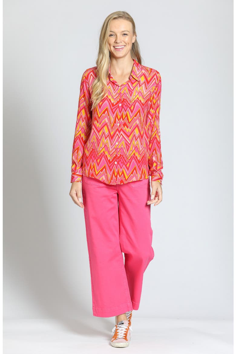 Print Button-Up Shirt, Alternate, color, PINK MULTI