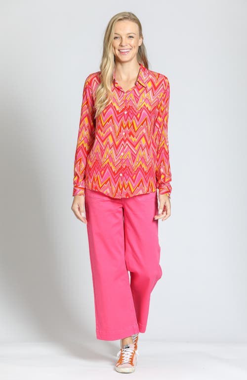 Apny Print Button-up Shirt In Pink Multi