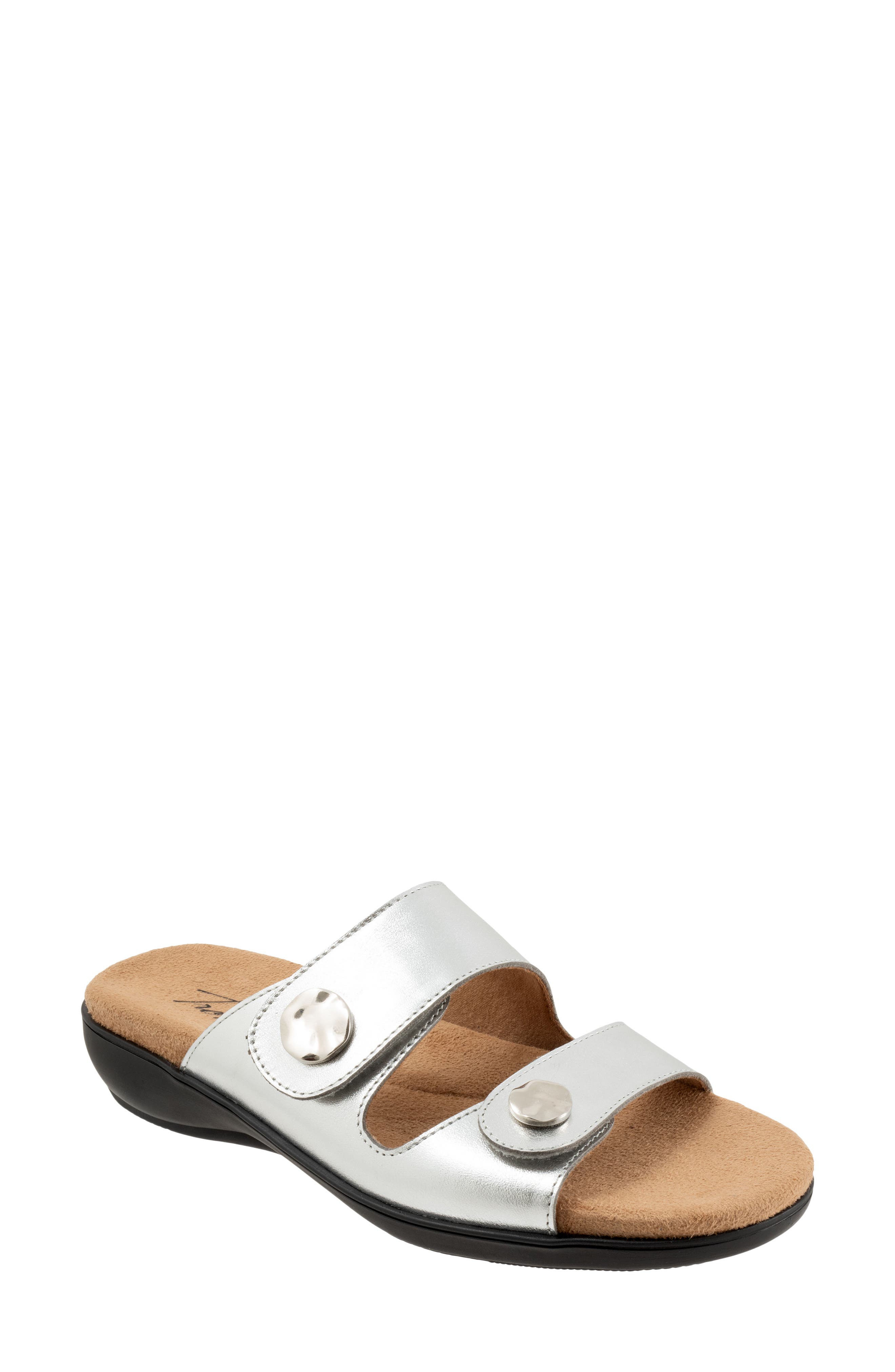 Ruthie Stitch Slide Sandal, Main, color, SILVER
