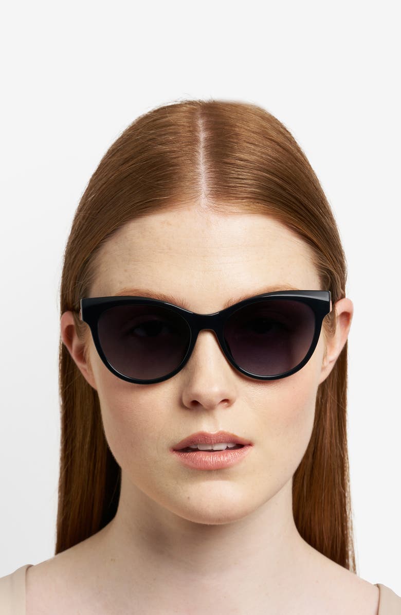 Fossil 53mm Gradient Cat Eye Sunglasses, Alternate, color, Black