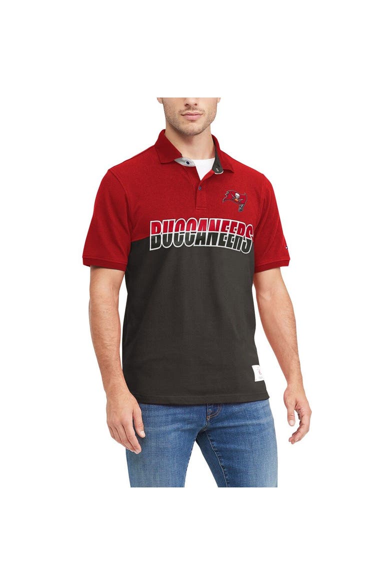 Men's Tommy Hilfiger Pewter/Red Tampa Bay Buccaneers Color Block Polo, Main, color, Pewter