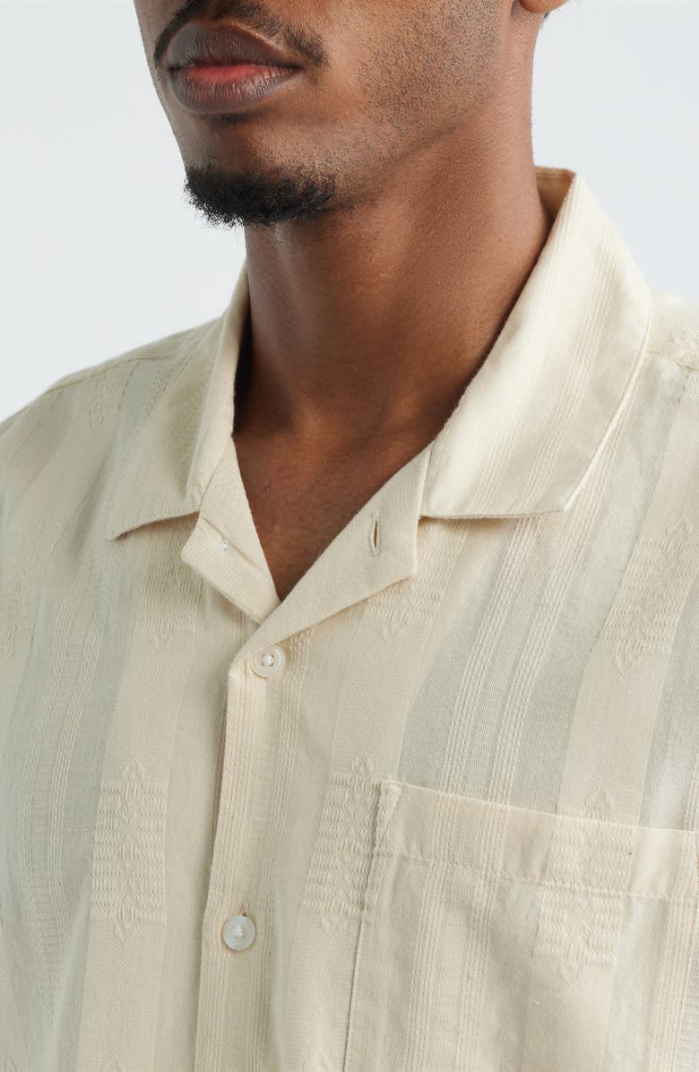 Obey Samuel Texture Stripe Camp Shirt, Alternate, color, Unbleached Multi