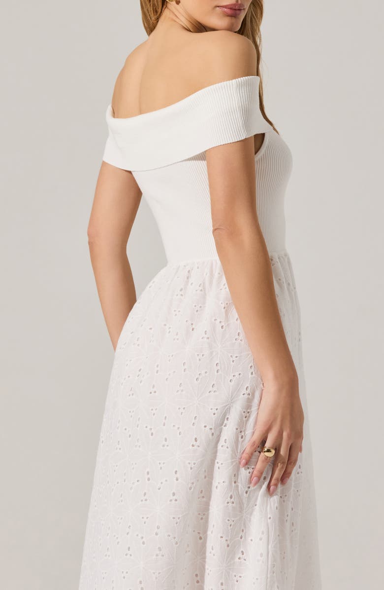 ASTR the Label Mixed Media Off the Shoulder Dress, Alternate, color, White
