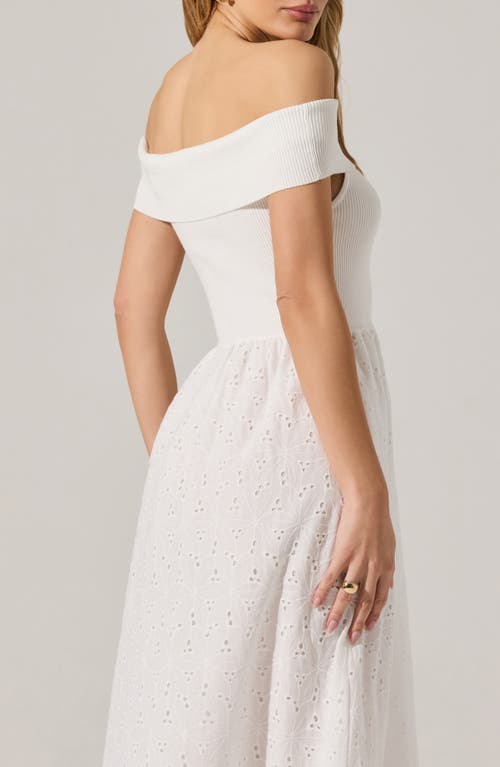 Astr The Label Mixed Media Off The Shoulder Dress In White