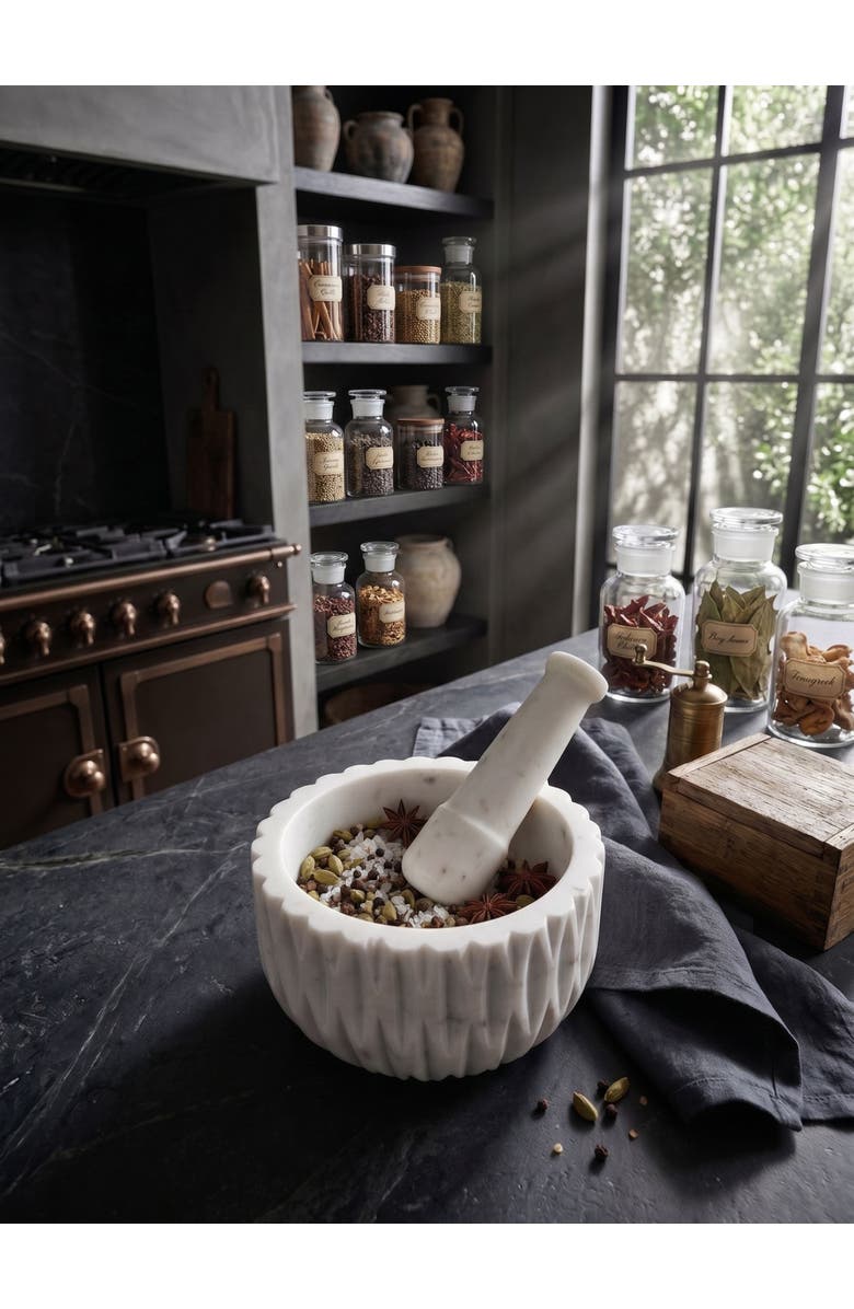 GAURI KOHLI Russell Marble Mortar and Pestle, Alternate, color, Ivory White