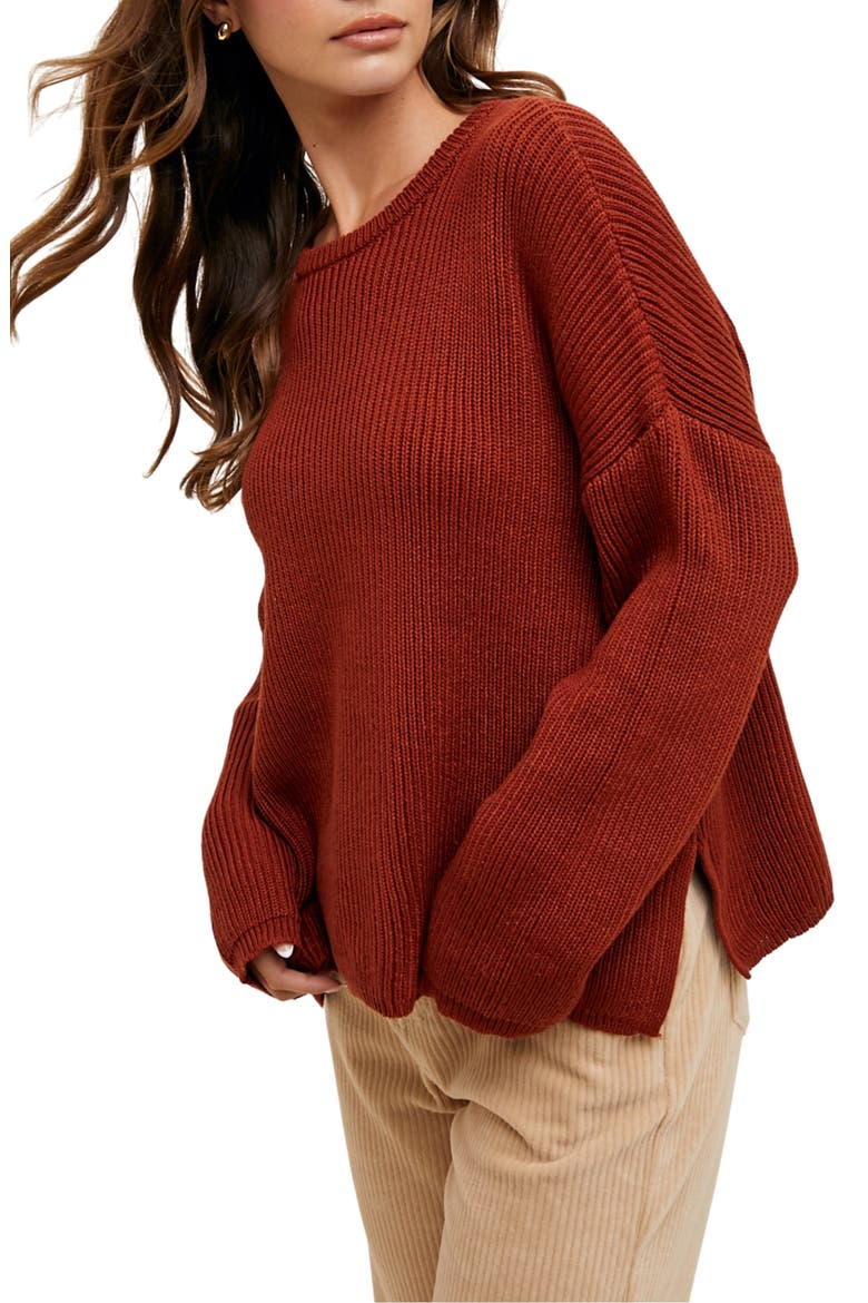 Drop Shoulder Sweater, Alternate, color, RUST