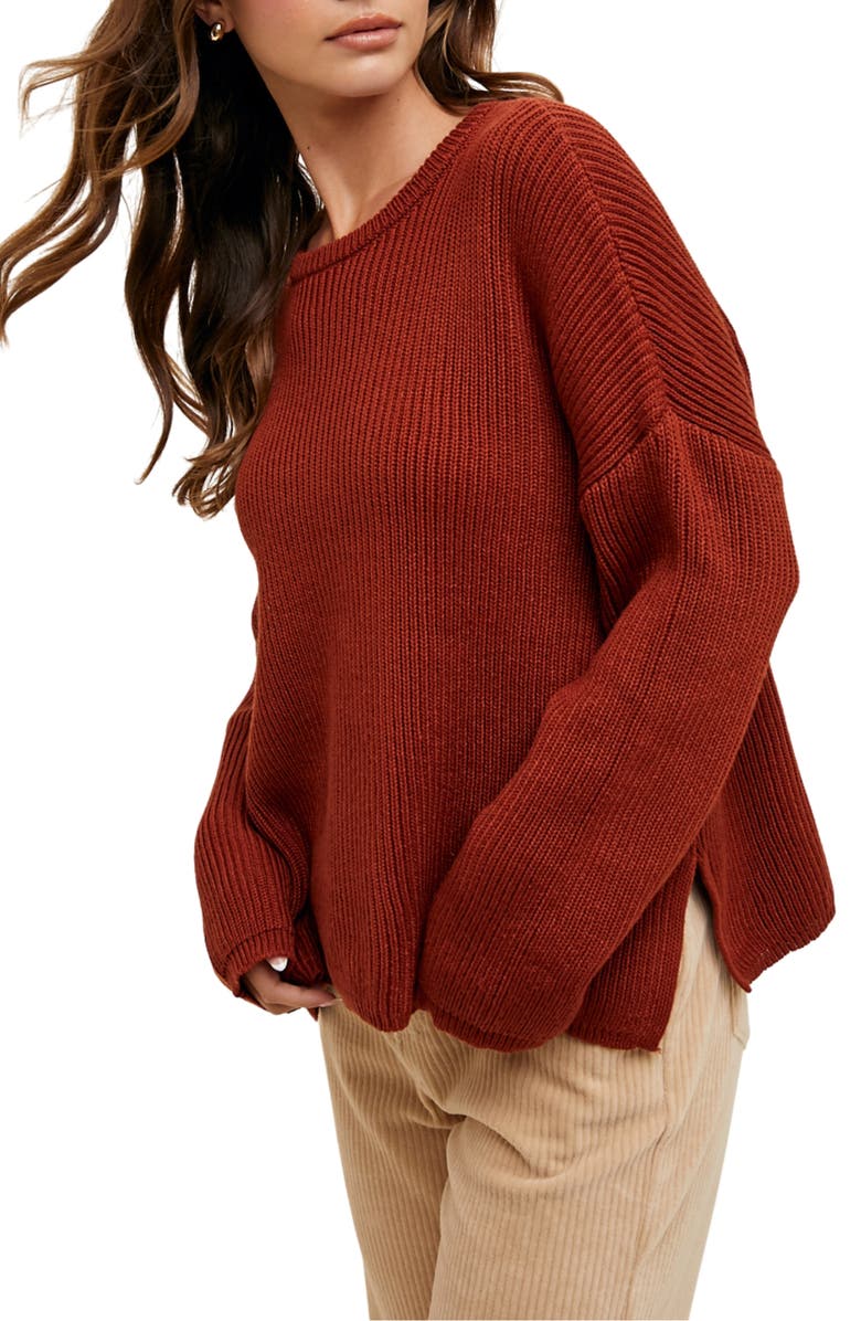 WISHLIST Drop Shoulder Sweater, Alternate, color, Rust