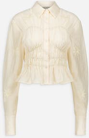 SAEMDI Kaia Floral Embroidered Button Up Shirt