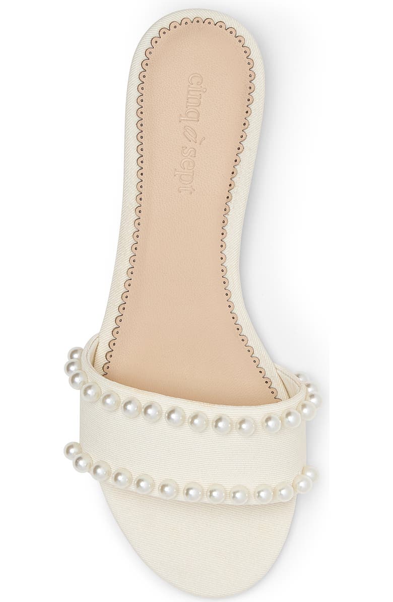 Cinq à Sept Finley Pearly Embellished Slide Sandal, Alternate, color, Ivory
