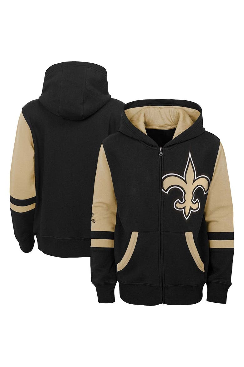 Youth Black New Orleans Saints Colorblock Full-Zip Hoodie, Main, color, Black